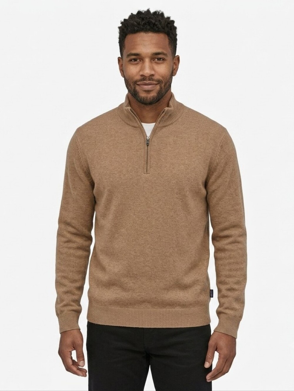 Patagonia Men's Recycled Cashmere Blend 1/4 Zip Pullover Sweater Tan M